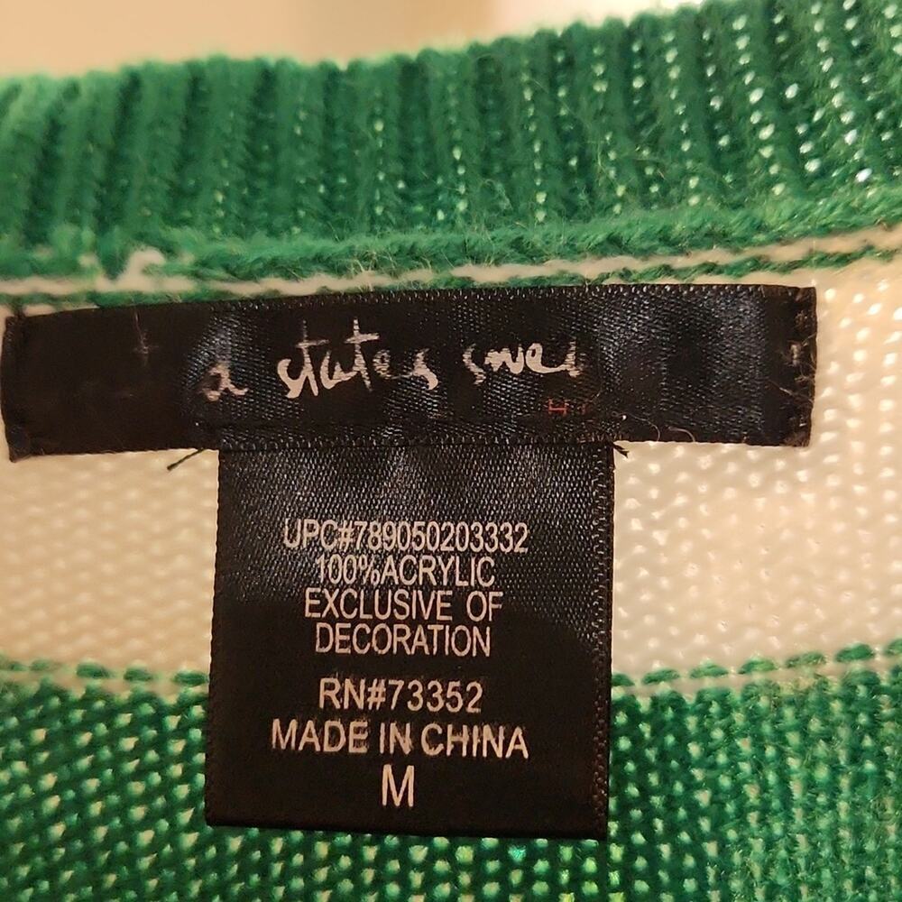 Ugly Christmas Sweater Green Skiing Penguin Women's Mediun Cute Winter 3D Raised - Picture 4 of 4